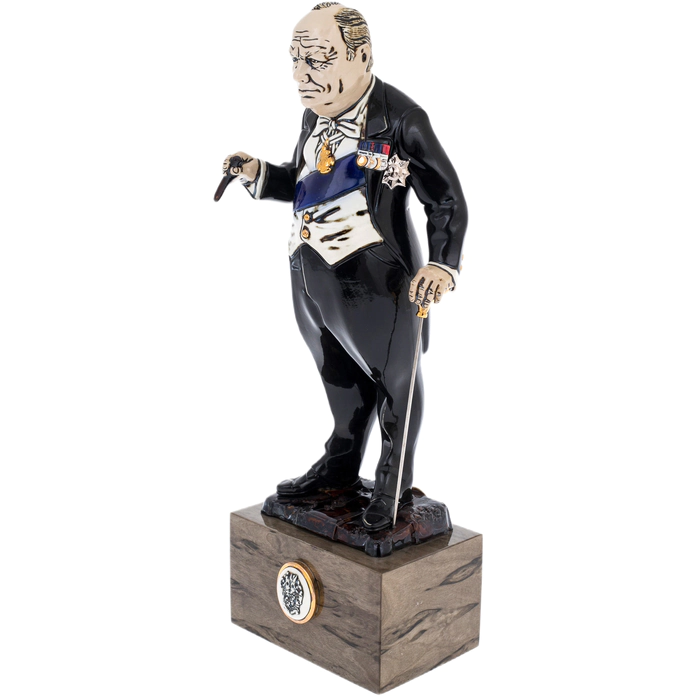 Statuette made of porcelain and Karelian birch "Winston Churchill"
