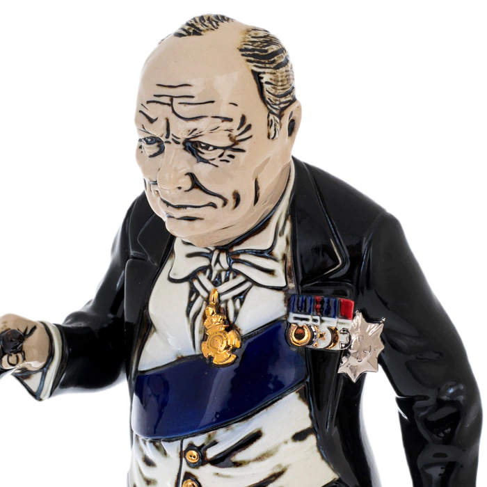 Statuette made of porcelain and Karelian birch "Winston Churchill"
