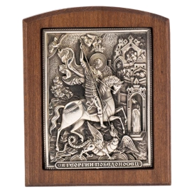 Подарочный набор: книга в кожаном переплете "Кодекс чести русского офицера" с иконой, в лакированной шкатулке