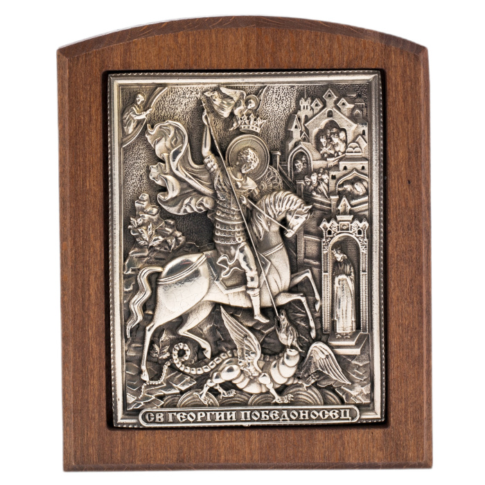 Подарочный набор: книга в кожаном переплете "Кодекс чести русского офицера" с иконой, в лакированной шкатулке