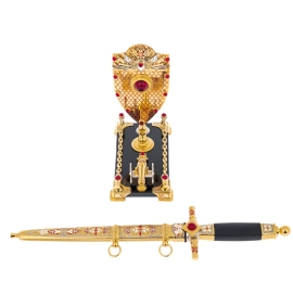 Кортик сувенирный "Щит" на подставке, Златоуст