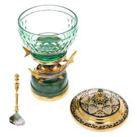 Икорный набор на нефрите "Дары моря" со стопками, на 3 персоны, Златоуст