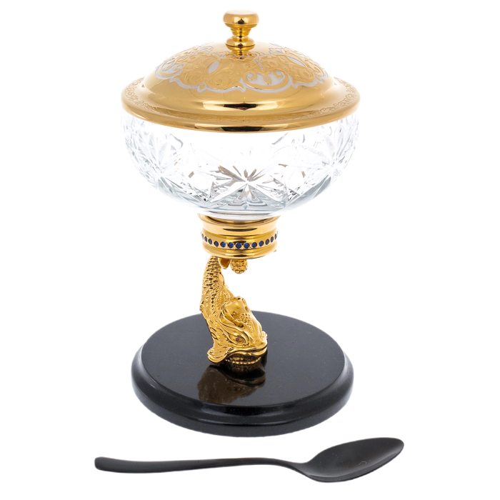 Sea caviar bowl on a dolerite stand, Zlatoust