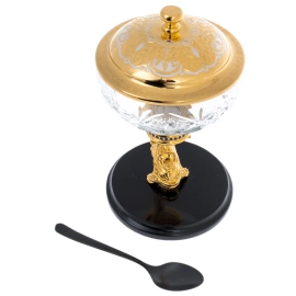 Икорница "Морская" на подставке из долерита, Златоуст