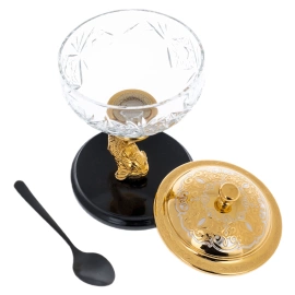 Икорница "Морская" на подставке из долерита, Златоуст