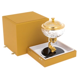 Икорница "Морская" на подставке из долерита, Златоуст