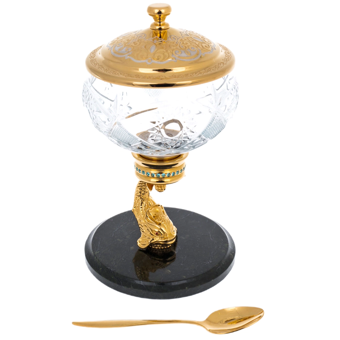 Sea caviar bowl on a serpentine stand, Zlatoust