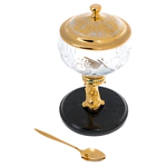 Икорница "Морская" на подставке из змеевика, Златоуст