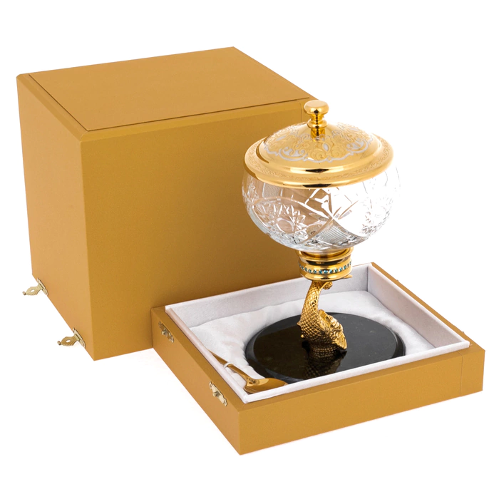 Sea caviar bowl on a serpentine stand, Zlatoust