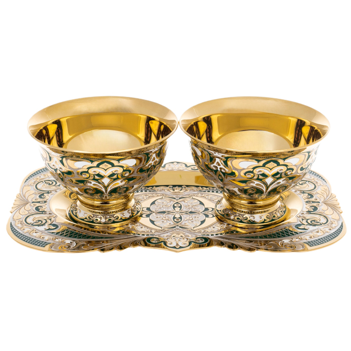 Набор пиал "Восток" на 2 персоны, зеленый, Златоуст