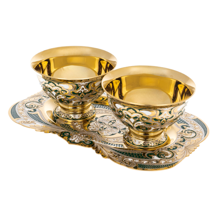 Набор пиал "Восток" на 2 персоны, зеленый, Златоуст