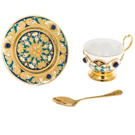 Набор чайный "Гжель" с лазуритом, на 4 персоны, Златоуст