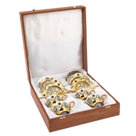 Набор чайный "Гжель" с лазуритом, на 4 персоны, Златоуст