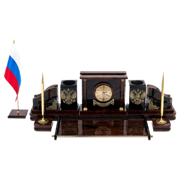 Настольный набор из обсидиана "Представительский"