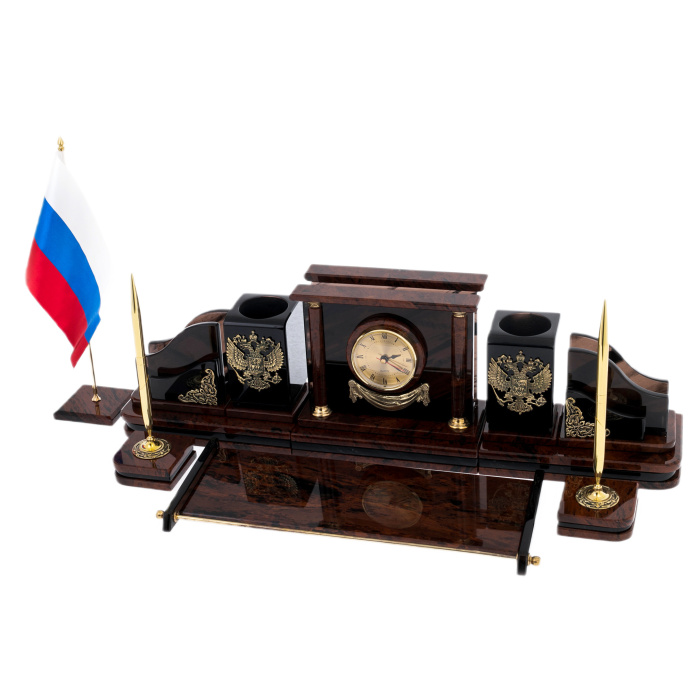 Настольный набор из обсидиана "Представительский"