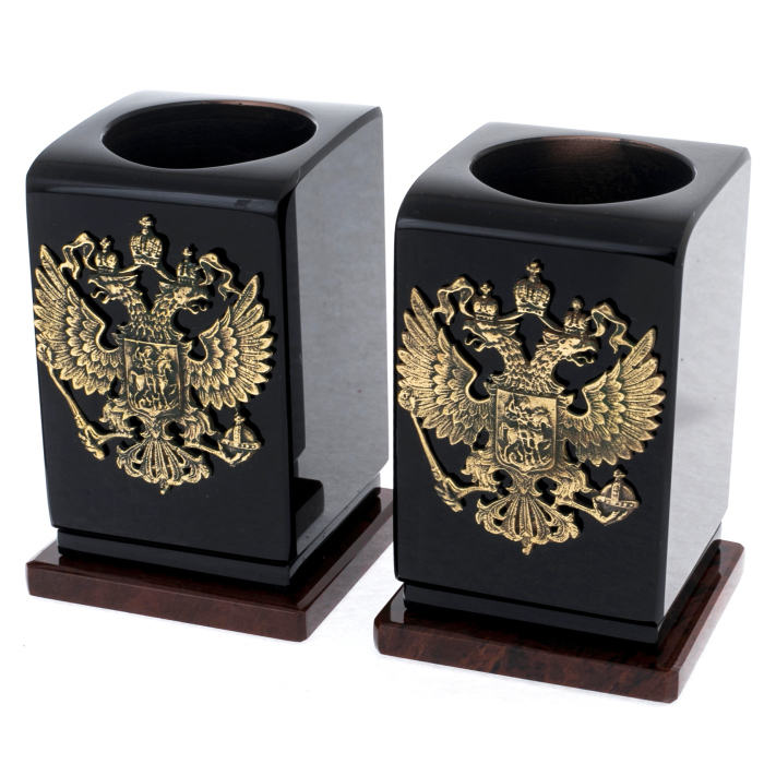 Настольный набор из обсидиана "Представительский"