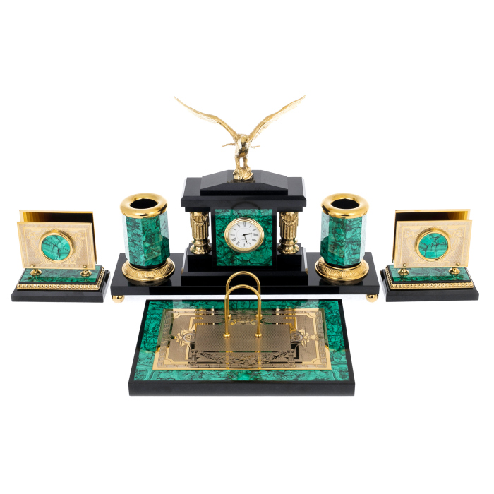 Письменный набор из малахита "Орёл" Златоуст