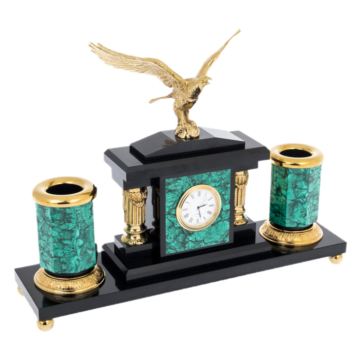 Письменный набор из малахита "Орёл" Златоуст