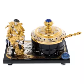 Икорница на подставке "Пиратская" с лазуритом, Златоуст