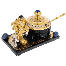 Икорница на подставке "Пиратская" с лазуритом, Златоуст