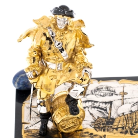 Икорница на подставке "Пиратская" с лазуритом, Златоуст