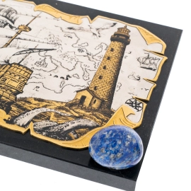 Икорница на подставке "Пиратская" с лазуритом, Златоуст