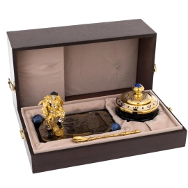 Икорница на подставке "Пиратская" с лазуритом, Златоуст