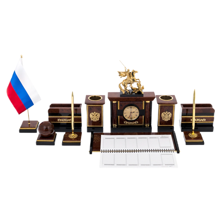 Настольный набор из обсидиана "Георгий Победоносец"
