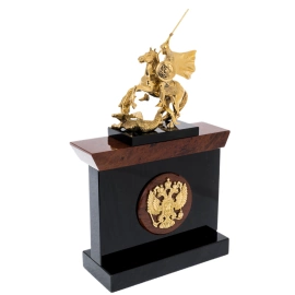 Настольный набор из обсидиана "Георгий Победоносец"