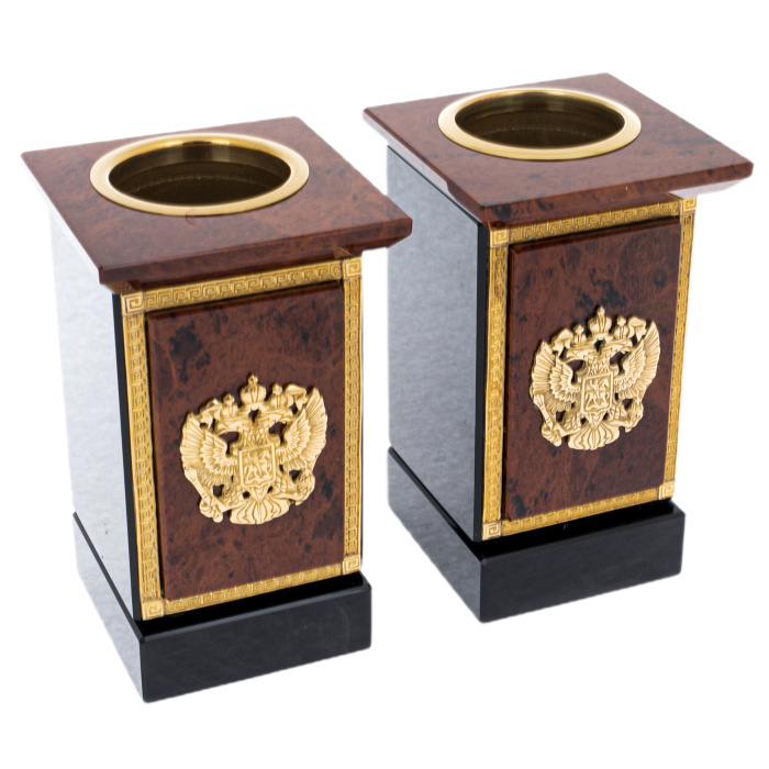 Настольный набор из обсидиана "Георгий Победоносец"