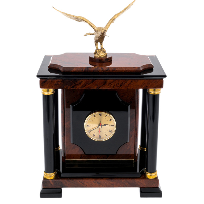 Часы-сейф из обсидиана "Орёл"