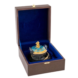 Икорница на подставке из змеевика "Осетр" Златоуст