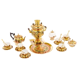 Чайный набор с самоваром "Хохлома" на 6 персон, Златоуст