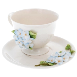 Чайная пара из фарфора "Гортензия" голубая