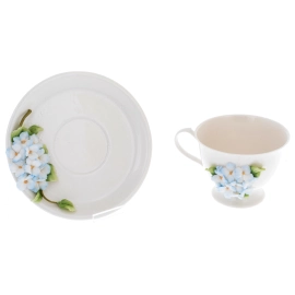 Чайная пара из фарфора "Гортензия" голубая