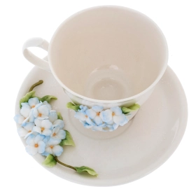 Чайная пара из фарфора "Гортензия" голубая