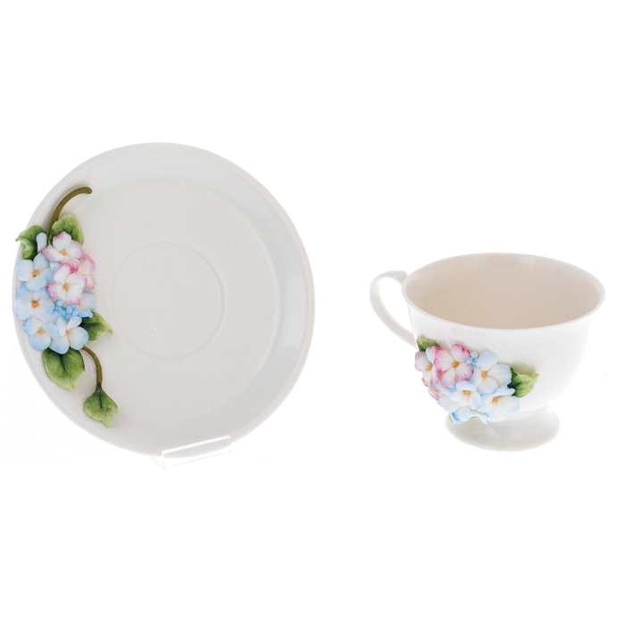 Tea steamer made of porcelain "Hydrangea" pink and blue