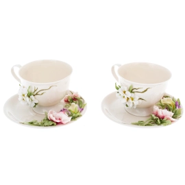 Чайная пара из фарфора "Пион. Жасмин. Ирис" на 2 персоны