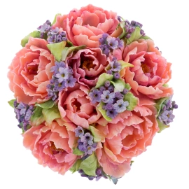 Сувенир из фарфора "Корзина с цветами. Пионы и незабудки" малая