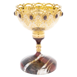 Ваза для фруктов и конфет "Царская" на ножке из яшмы, Златоуст