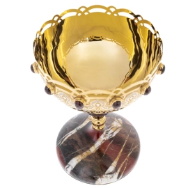 Ваза для фруктов и конфет "Царская" на ножке из яшмы, Златоуст