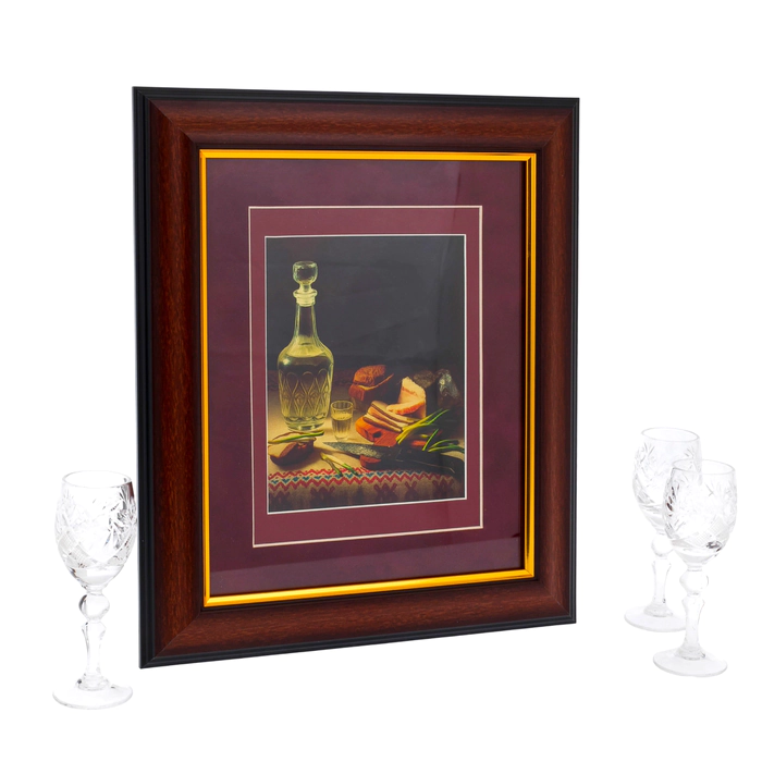 Leather-bound gift book "Russian vodka" with glasses and murals