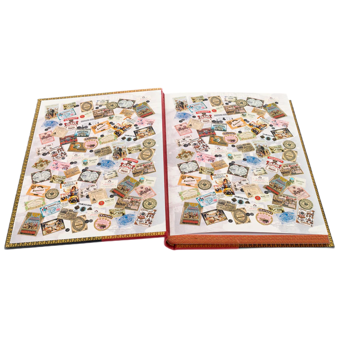 Leather-bound gift book "Russian vodka" with glasses and murals
