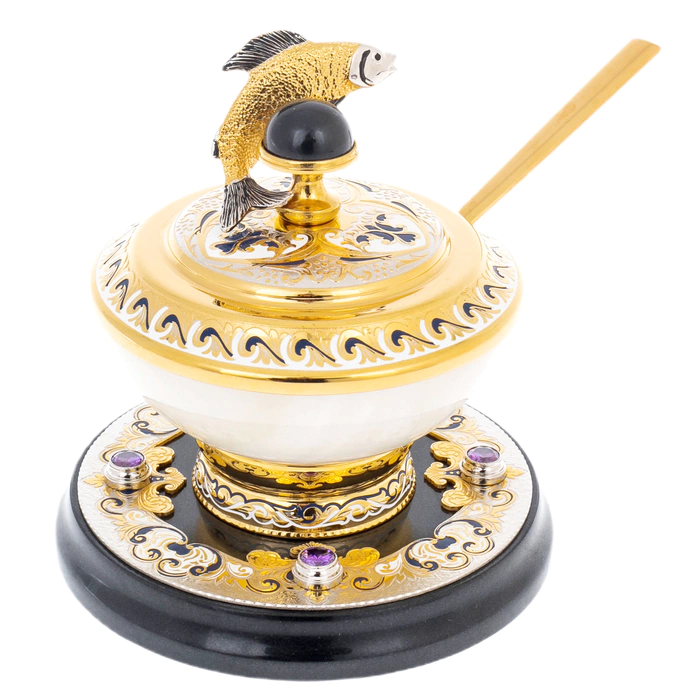 Onyx caviar bowl "Rybka" Zlatoust