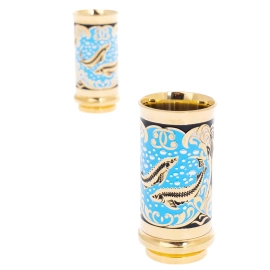 Икорница на подставке из змеевика "Осетр и золотая рыбка" на 2 персоны, Златоуст