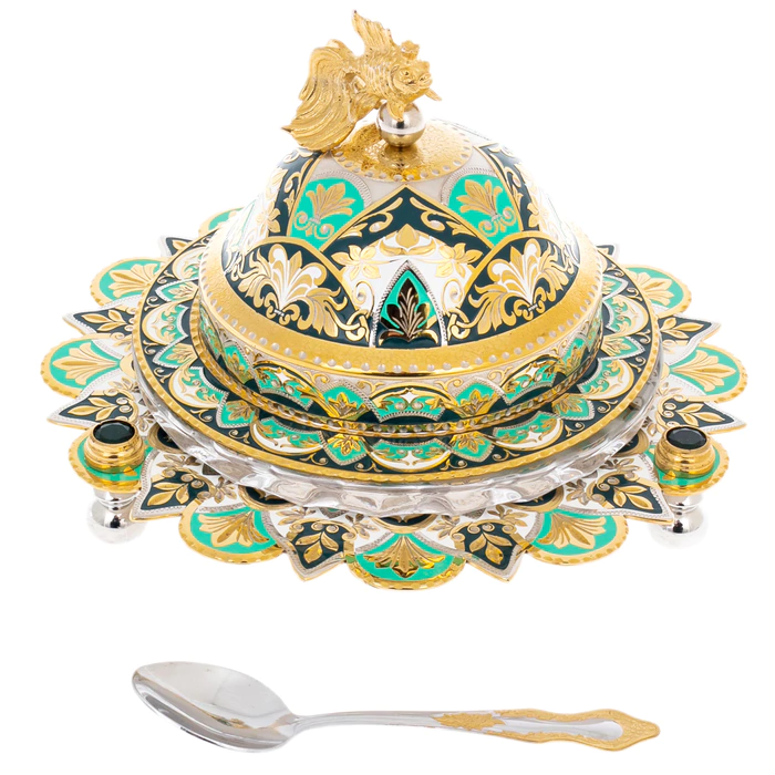 Икорница "Ажурная" зеленая, Златоуст