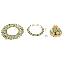 Икорница "Ажурная" зеленая, Златоуст