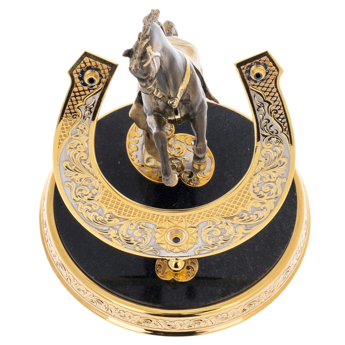 Statuette "Horse with a blanket" on a dolerite stand, Zlatoust