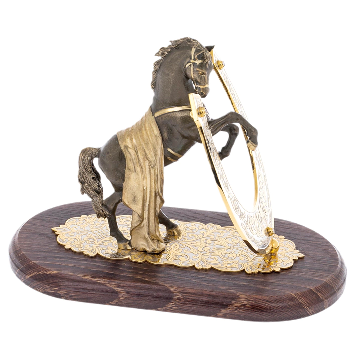 Statuette "Horse with a blanket" on a wooden stand, Zlatoust