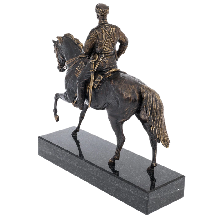 Brass and patina sculpture "General" on a granite stand